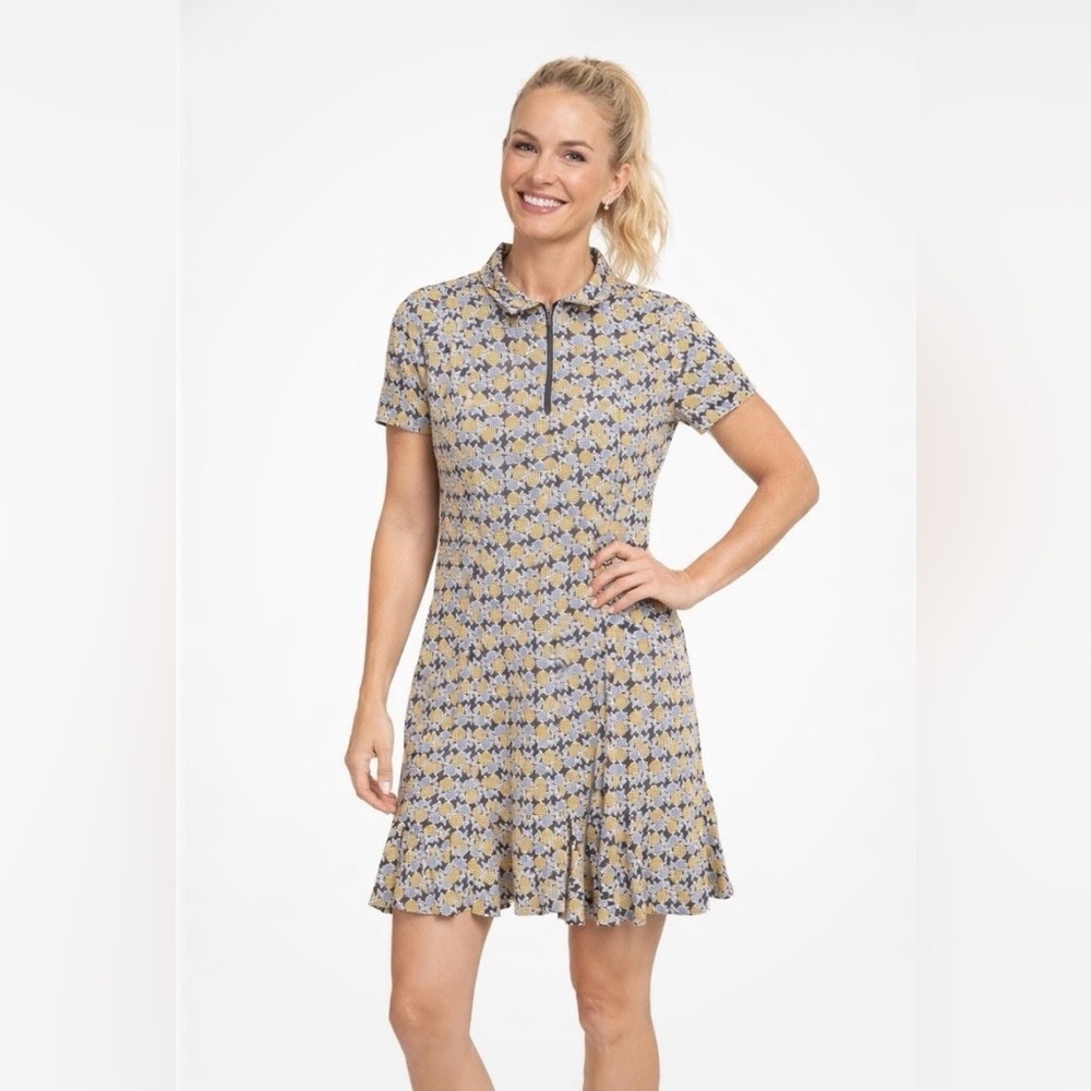 IBKUL Pineapple Print Golf Tennis Godot Dress UPF 50+ Sun Protection Size M